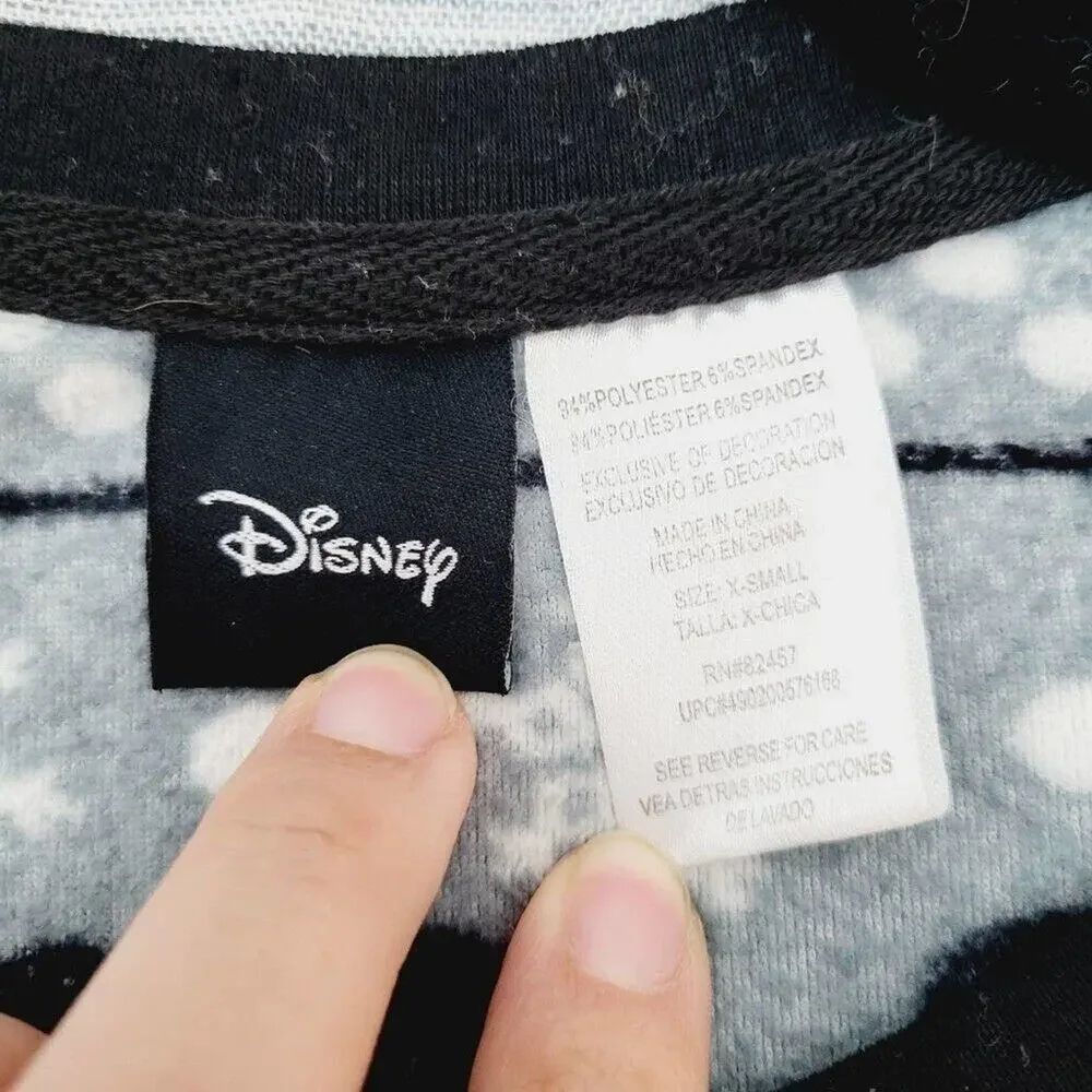 Disney Womens Mickey Mouse Snowflake Fleece Pajama Set Size X-Small Grey Black - Picture 9 of 16